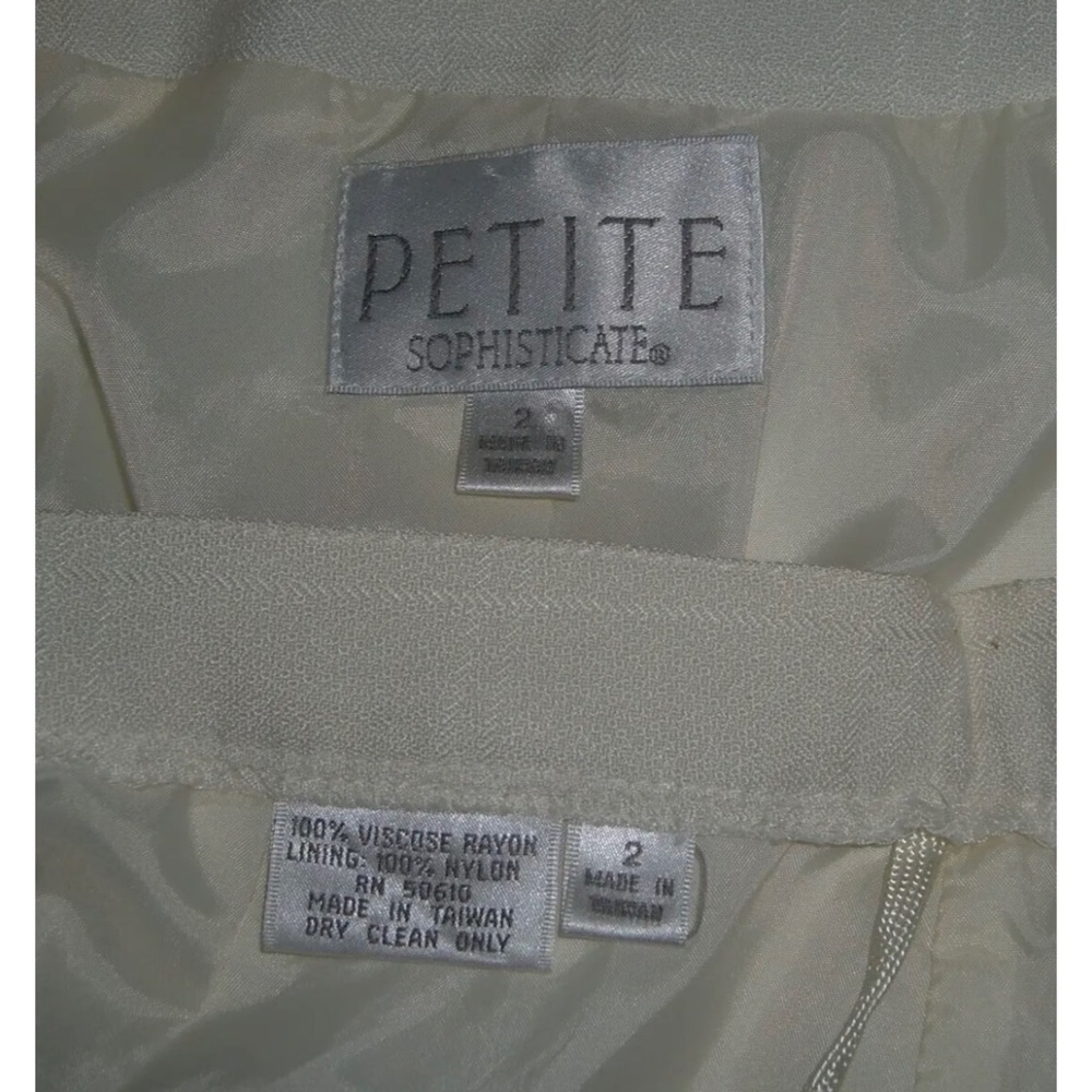 Vintage 90's Petite Sophisticate Suit Plaid Ivory Pearl Buttons Blazer Suit NWT - Picture 14 of 16